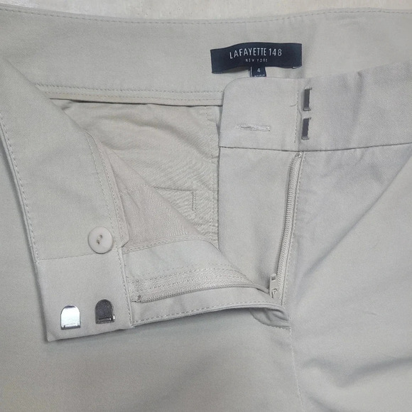 Lafayette 148 Cream/Khaki Manhattan Cropped Pants sz 4 - Picture 7 of 11